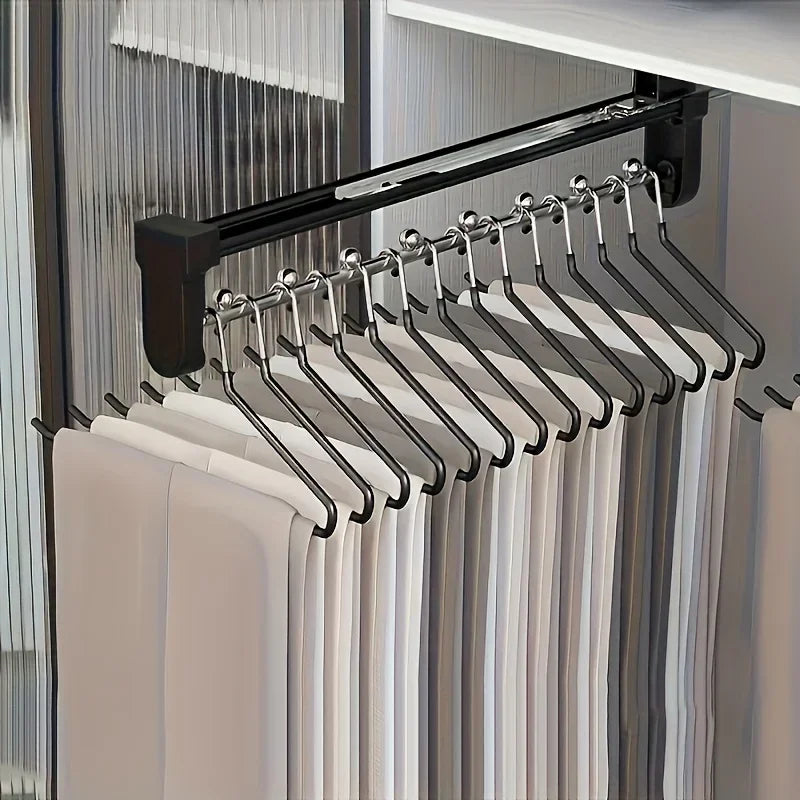 Adjustable Pull-Out Clothes Hanging Rod – Space-Saving Wardrobe Organizer