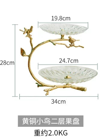 2-Layer Brass Glass Dessert Stand