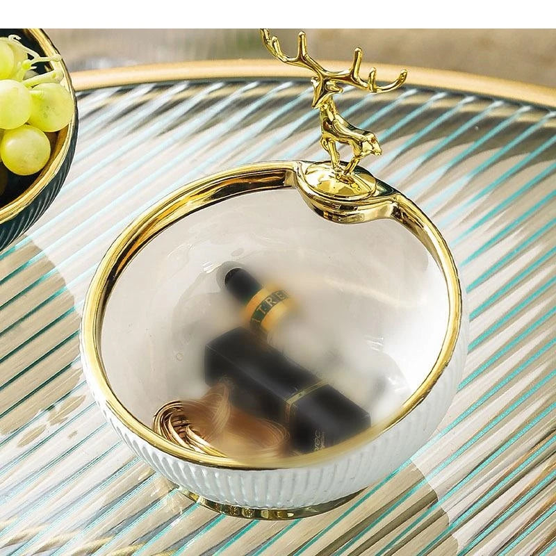 Gilded Deer Decorative Bowl