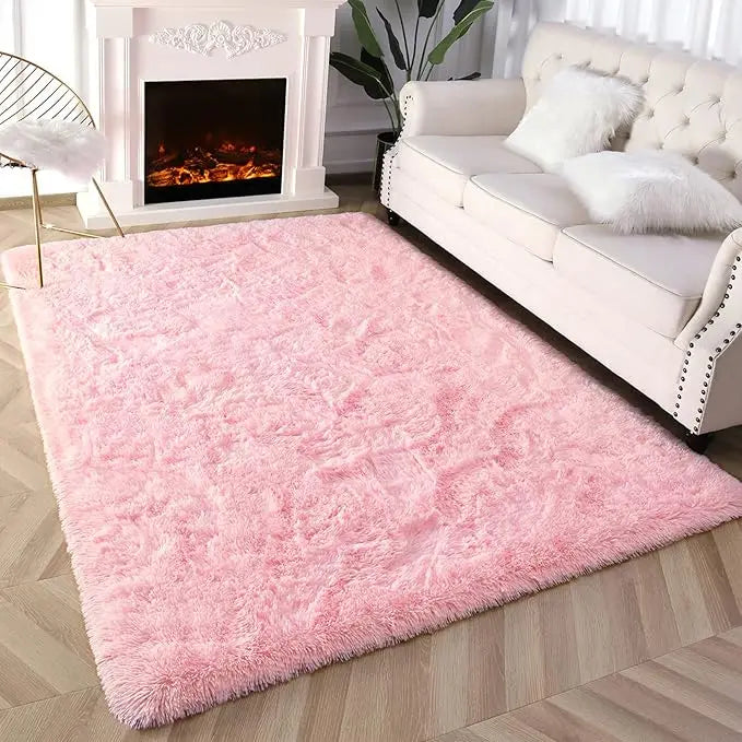 Soft Tie-Dye Plush Carpet – Modern Cozy Bedroom & Living Room Rug