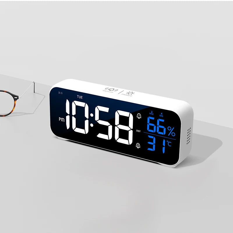 Digital Alarm Clock – Electronic Table Clock with Temperature, Humidity & Dual Alarms