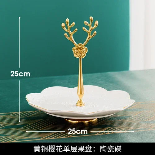 2-Layer Brass Glass Dessert Stand