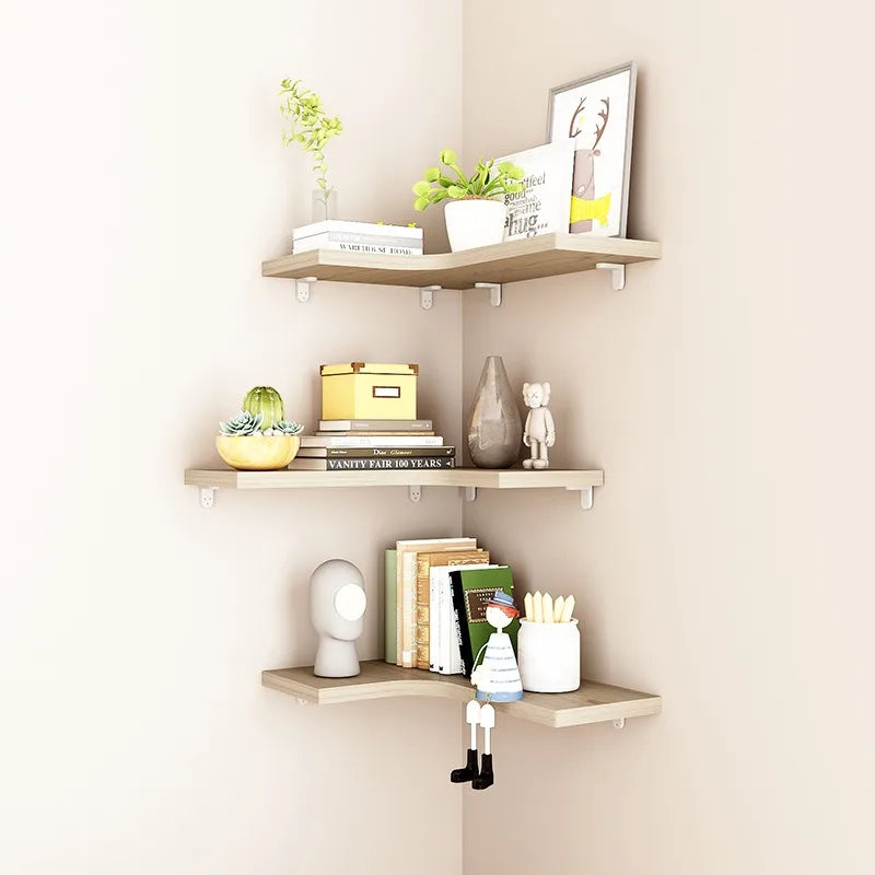 Wooden Corner Floating Shelf