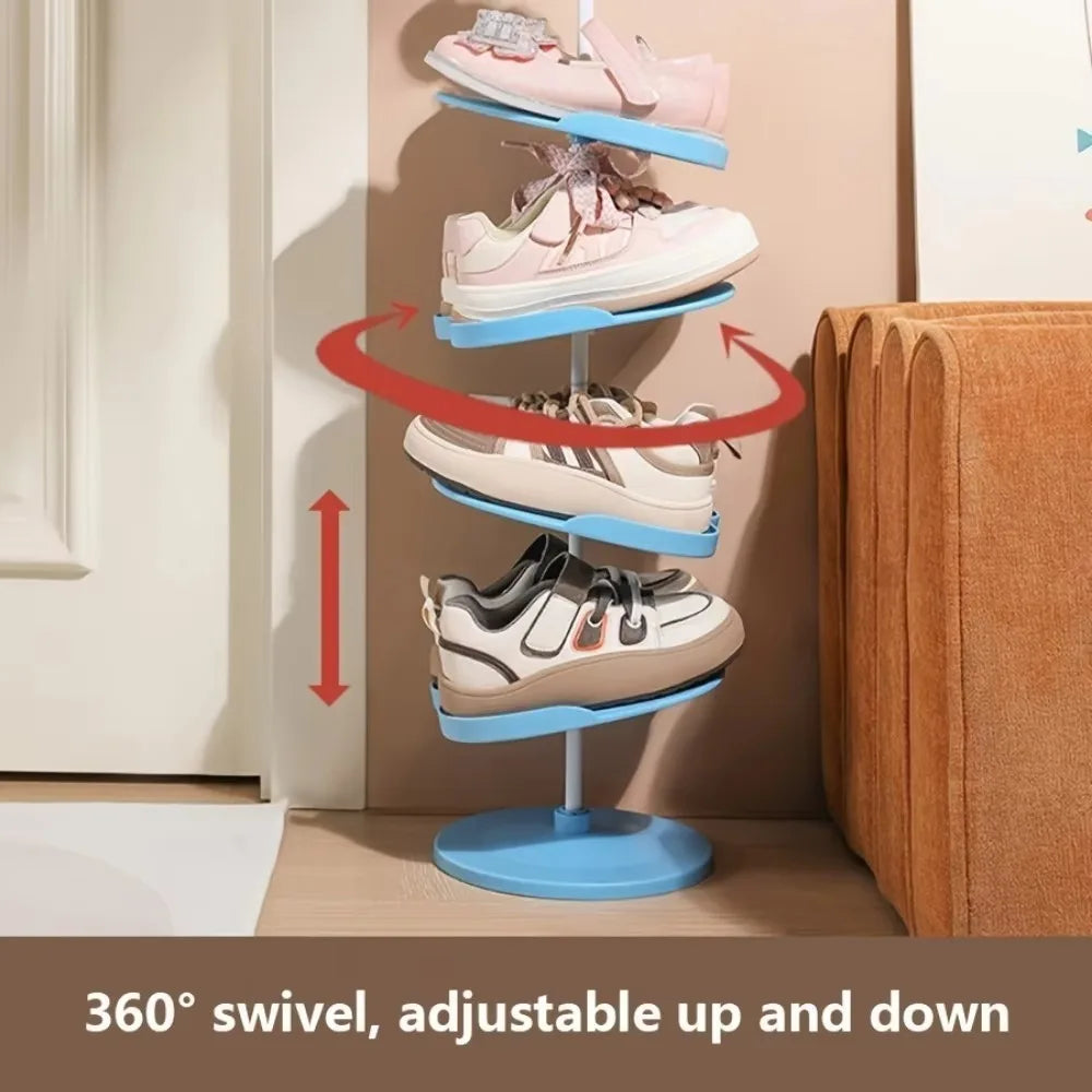Multi-Layer Rotating Shoe Rack – Cute Cartoon Animal Adjustable Shoe Organizer