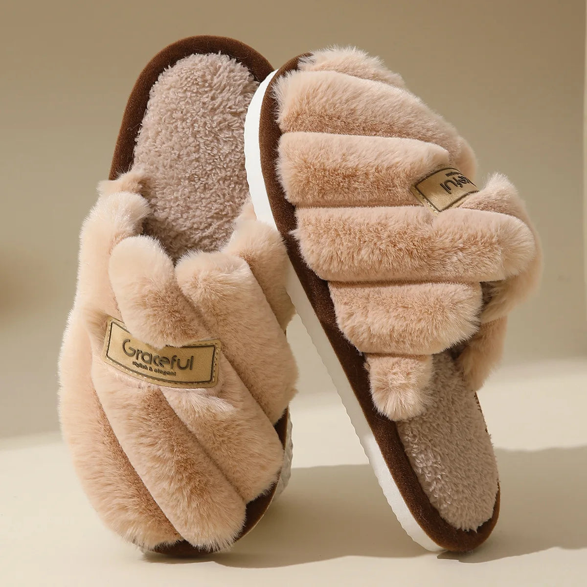 Winter Warm Plush Indoor Slippers – Non-Slip Soft Comfort Home Shoes