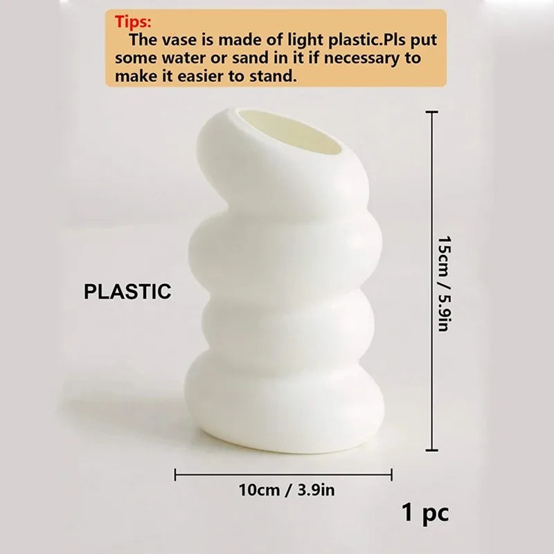 Nordic Spiral White Vase – Modern Plastic Flower Arrangement Container