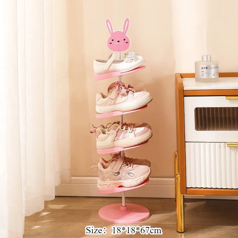 Multi-Layer Rotating Shoe Rack – Cute Cartoon Animal Adjustable Shoe Organizer
