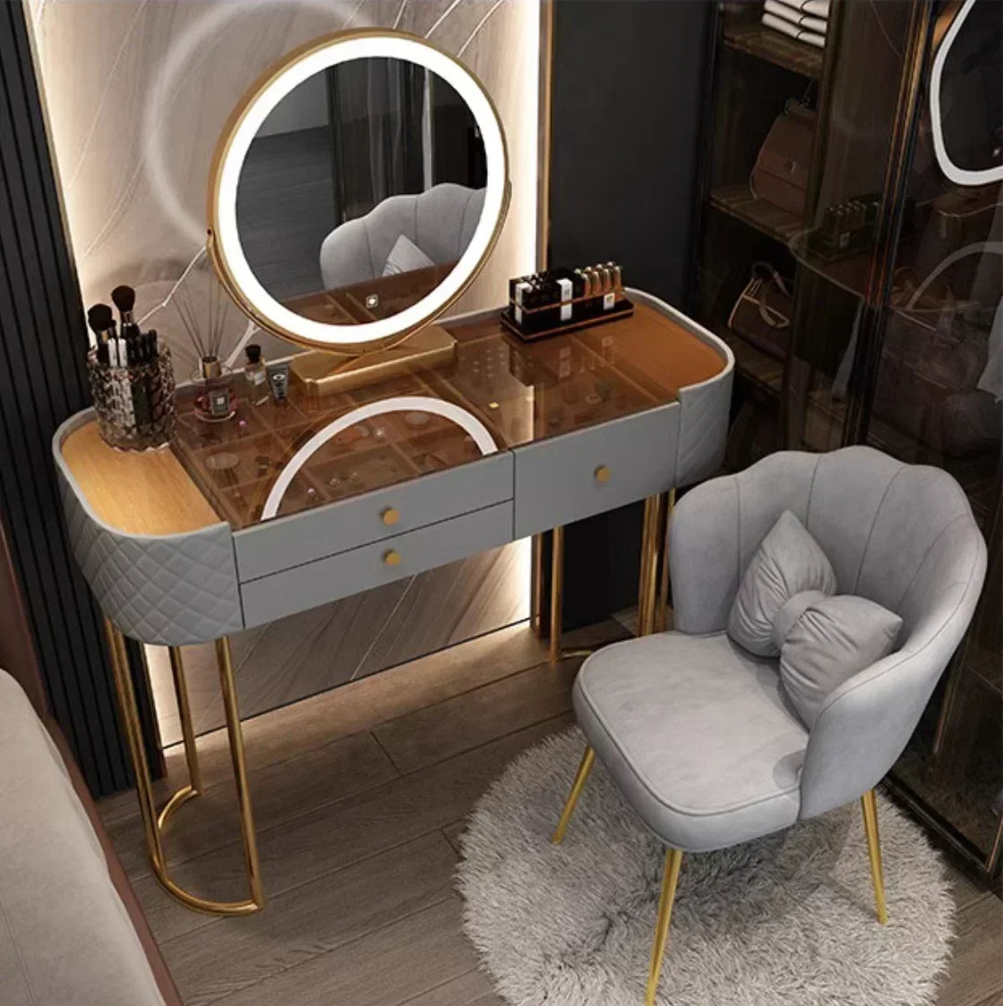 Luxury LED Makeup Dressing Table Mirror – White