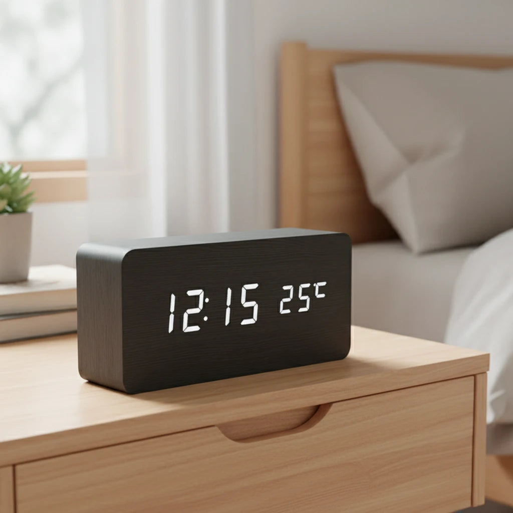 Wooden LED Alarm Clock