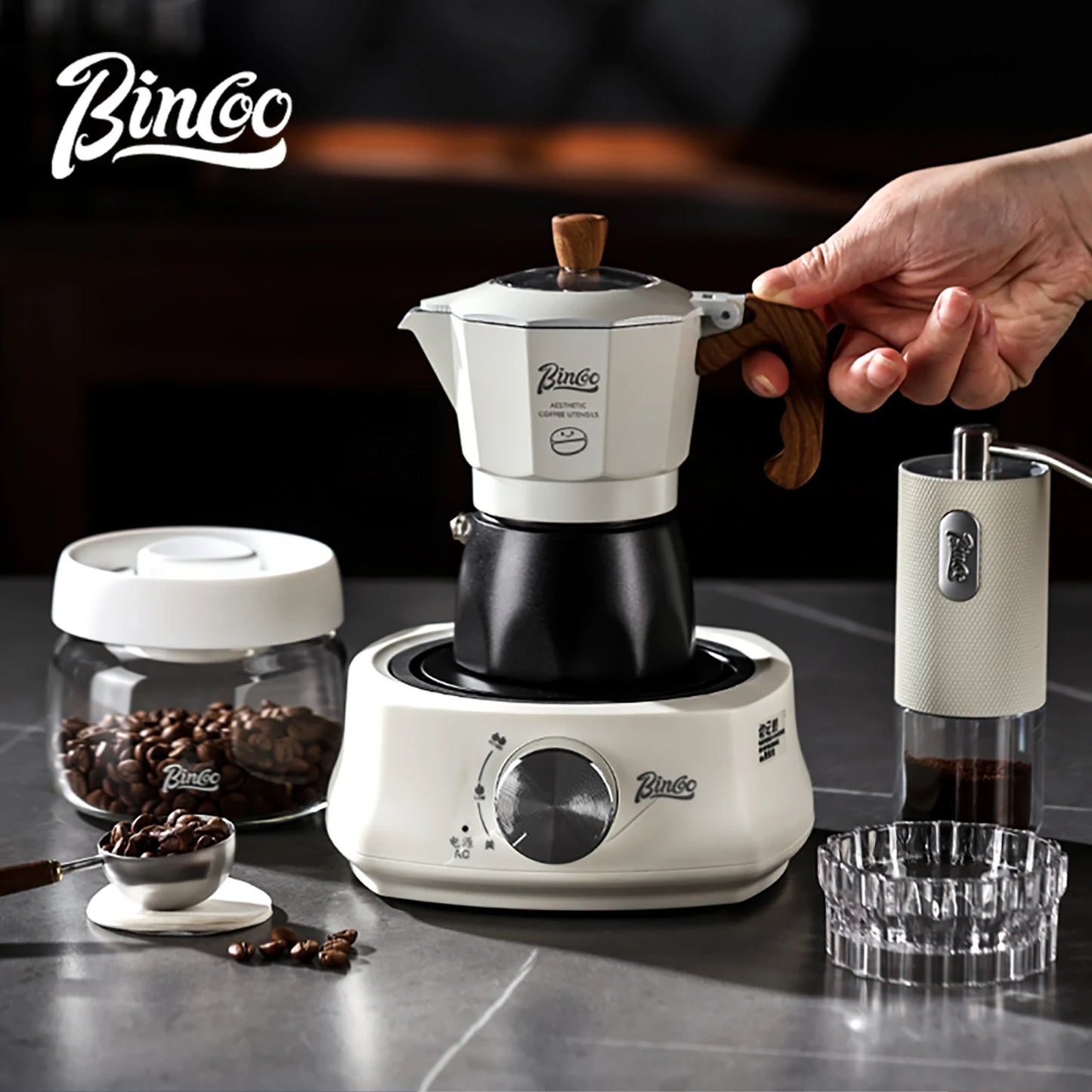 Bincoo Dual Valve Moka Pot Set with Heater