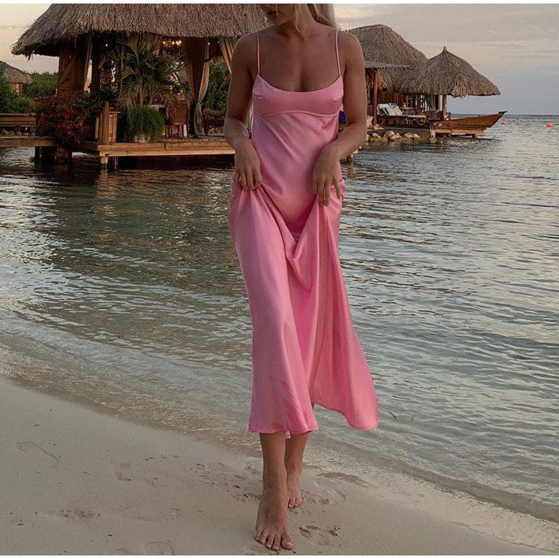 Elegant Satin Camisole Slip Dress