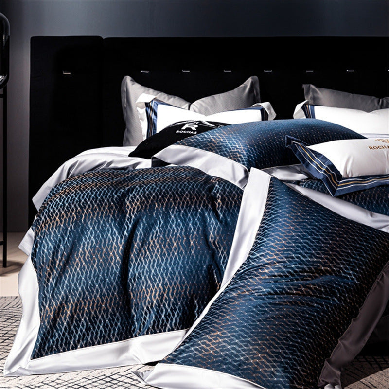 Luxury 160 Long-Staple Cotton Yarn-Dyed Jacquard 4-Piece Bedding Set