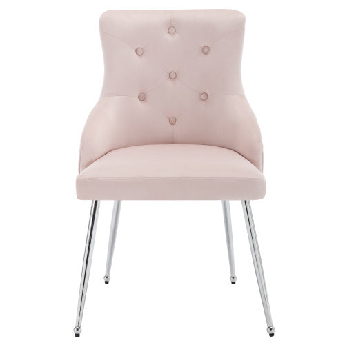 Modern Upholstered Armchair with Button Pattern & Lumbar Cushion – Metal Leg Dining & Lounge Chair